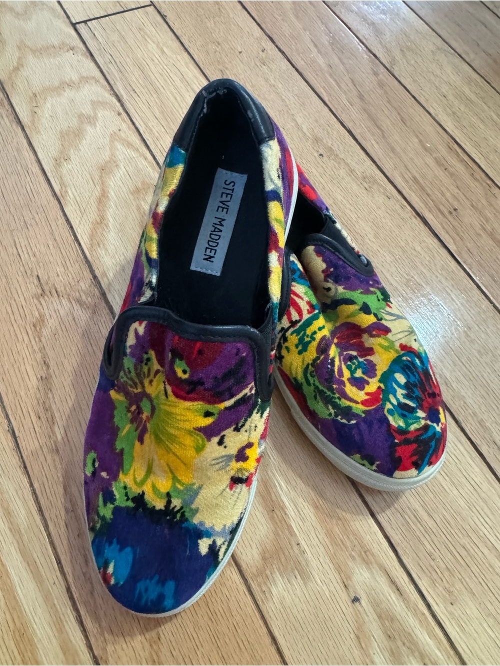 Steve Madden Multicolor Floral Slip-On Sneakers — Purple, Yellow, Blue, Green